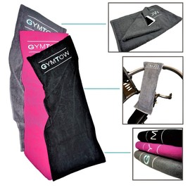 FloBaJo-Fit GymTow V2 Sports Fitness Towel with Double Pocket and Stitched Sleeve 100 % Cotton 100 cm Long Anti-Slip Ideal for Gym, pink, 100 cm