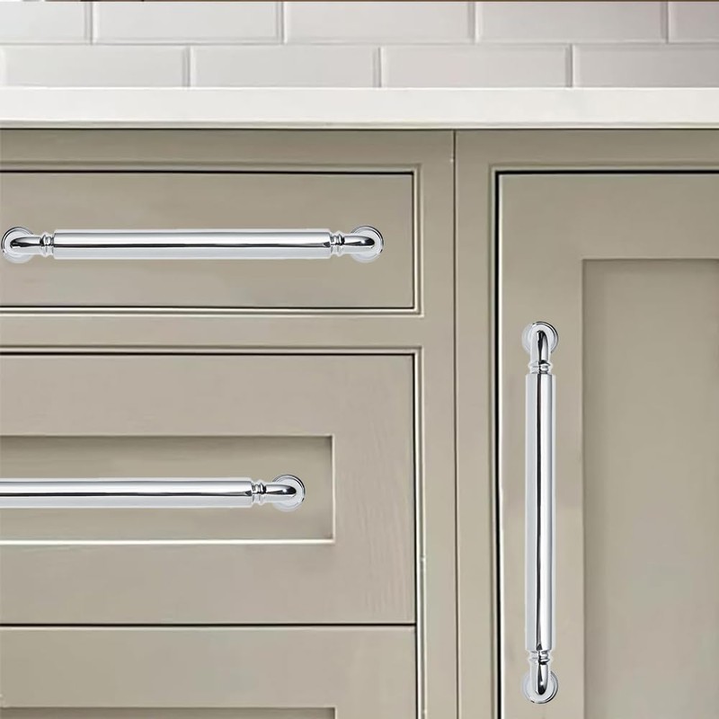 khtumeware 10-Pack Polished Chrome Heavy-Duty Solid Cabinet Pulls, 5 Inch