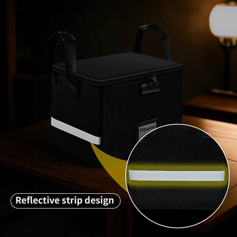 Fireproof Photo Storage Box with Lock, Holds 36 Inner 4"x6"