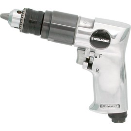 Steelman 3/8-inch Reversible Air Drill, Built-in Muffler, 1,800 RPM, Lightweight 2.7 Pounds, Low Air Demand Pneumatic Tool