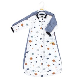 Hudson Baby Unisex Baby Cotton Long-Sleeve Wearable Sleeping Bag, Sack, Blanket, Space, 0-3 Months