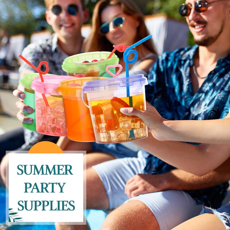 Funnymoom 16 Pack 32 oz Plastic Rum Buckets for Drinks