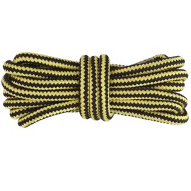 Elerevyo Round Shoe Lace Dual Colored Striped Shoestrings Durable Boots Strings Hiking Shoelace 1 Pair 150cm/59.06" Light Yellow Black