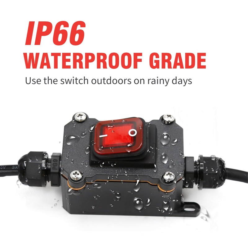 EATAKWARD 20A 125V AC Inline Cord Switch, IP66 Waterproof DPST