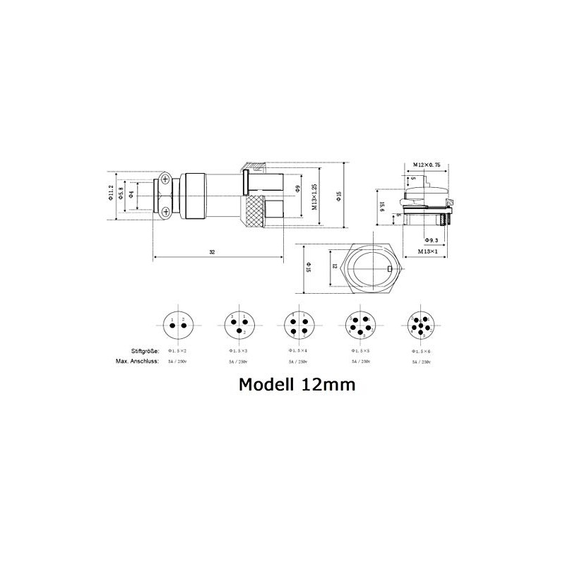 Plug-In Plug Connection Board Feed-Through Socket Microphone Coupling (Installation Dimensions:
