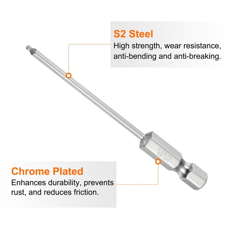 sourcing map 2pcs Ball End Hex Screwdriver Bit Set 1.5mm