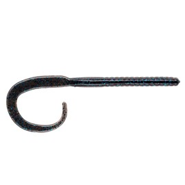 BAITFUEL C-Mac Classic Curly Tail Big Bass Worm Infused with Supercharged X55 Formula Gel | 7-Inch, Black/Blue Flake