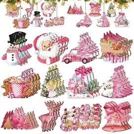 Pack of 36 Wooden Christmas Decoration Pendants, Small Christmas Tree Decorations, Wooden Christmas Tree Decoration Set, Wooden Christmas Tree Decoration Pendants, Christmas Decoration, for Decoration