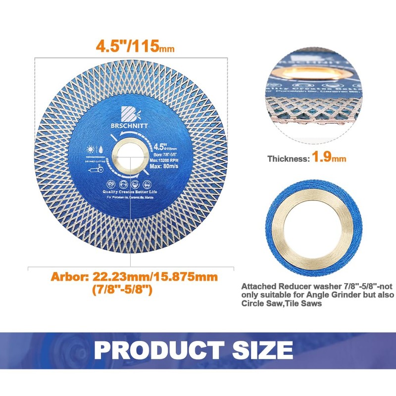 Diamond Porcelain Tile Saw Blade - BRSCHNITT 2pcs 4.5" Super