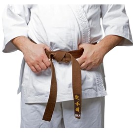 Brown Karate Belt with GOLD Embroidery in Japanese 280cm For Men/Women Karate, Kickboxing, Shotokan, Shito-Ryu, Goju Ryu, All Styles Of Martial Arts Karate Brown Belt Shihan Master Kenpo