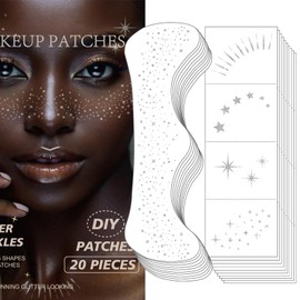 AOAZXBB 20PCS Glitter Freckles Face Tattoo Sparkle Freckles,Face Glitter Speckles Patches,Faux Freckles Temporary Tattoos Makeup-Silver