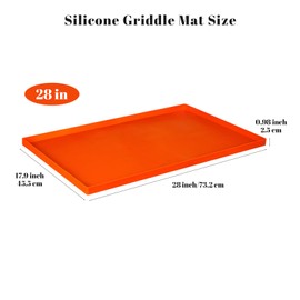 28 Inch Heavy Duty Food Grade Silicone Griddle Mat for Blackstone | Orange Protective Cover | Keeps Griddle Clean Year-Round | Durable, Non-Stick, Heat-Resistant Silicone Grill Mat