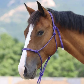 Harrison Howard Rope Halter for Horses - Super Sturdy Horse Training Halter with 2 Knot 1/4" Stiff Cord - Purple