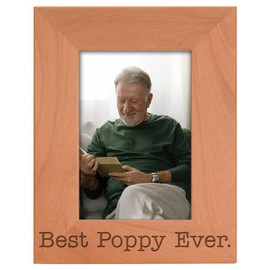 ThisWear Birthday Gift for Grandpa Best Poppy Ever Natural Wood Engraved 4x6 Portrait Picture Frame Wood