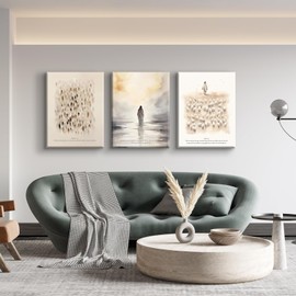 LSXARTQQ Set of 3 Christian Canvas Wall Art Christ Jesus Wall Art Bible Verses Wall Art Boho Religion Pictures Prints Scripture Paintings Wall Decor Artwork for Living Room Bedroom Church(16x24inch)