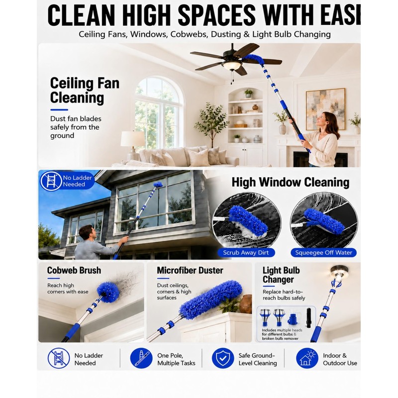 26 FT Light Bulb Changer for High Ceilings with Telescoping