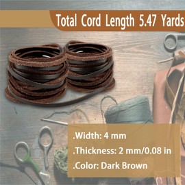 Leather Cord, 5m X 4mm Flat Leather Strips for Jewellery Making, Shoe Laces, Necklace Cord, Diy Crafts and Bracelet Making