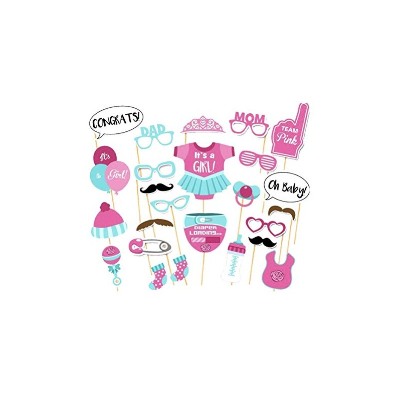 25 pcs It's a Gril Baby Shower Photo Booth Props