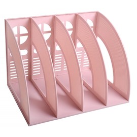 Desk File Organiser, HAIYUU 4 Sections Sturdy Desktop Plastic Magazine File Holder Detachable Stationary File Rack Organiser File Dividers for Home School Office Paper Document