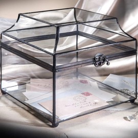Glass Display Box Large Clear Case Decorative Keepsake Storage Table Top Home Decor Reception Wedding Card Box Vintage J Devlin Box 600