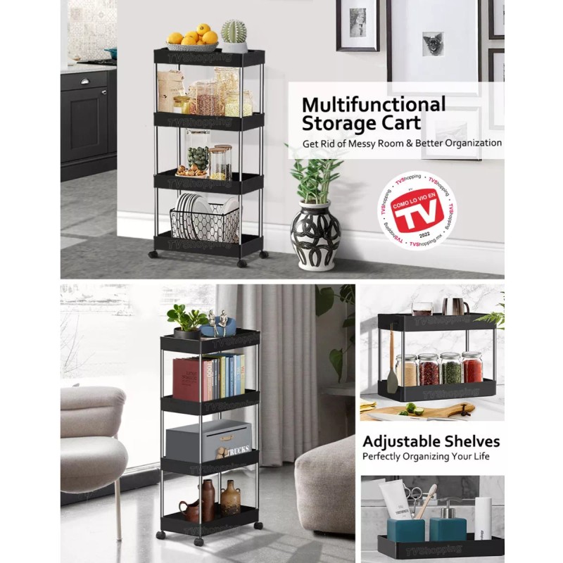 #TVShopping Carro Organizador De Almacenamiento Con Ruedas De 4 Niveles
