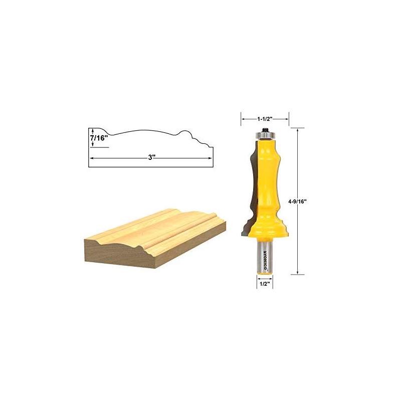 YONICO 16124 3-Inch Door & Window Casing Router Bit 1/2-Inch