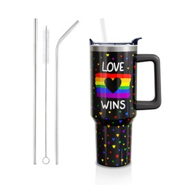 Sabobo Pride Rainbow Love Wins 40oz Tumblers with Handle and Straw