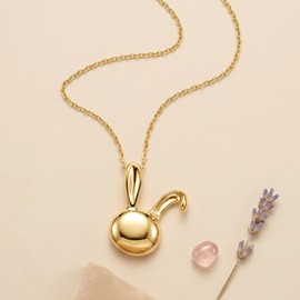 YOUFENG Bunny Locket Platinum 14K Gold-Filled Rabbit Lockets that Hold Pictures Necklace for Women Gold