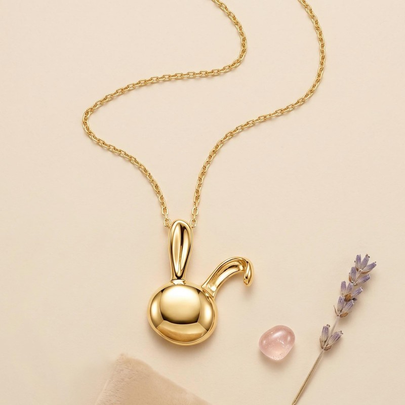 YOUFENG Bunny Locket Platinum 14K Gold-Filled Rabbit Lockets that Hold