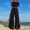 Kodaruber Women Vintage Goth Hip Hop Jeans Punk High Waisted