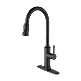 Vacolitel Kitchen Faucet with Pull Down Sprayer,High Arc Single Handle Sink Faucet with Water Lines,Stainless Steel (Matte Black)
