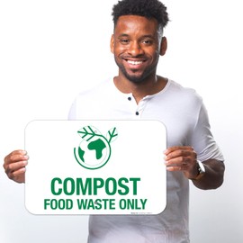 Compost Food Waste Only Sign, 12x18 Inches, Rust Free .063 Aluminum, Fade Resistant, Made in USA