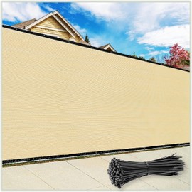 ColourTree 4' x 50' Beige Fence Privacy Screen Windscreen Cover Fabric Shade Tarp Netting Mesh Cloth - Commercial Grade 170 GSM - Cable Zip Ties Included - We Make Custom Size