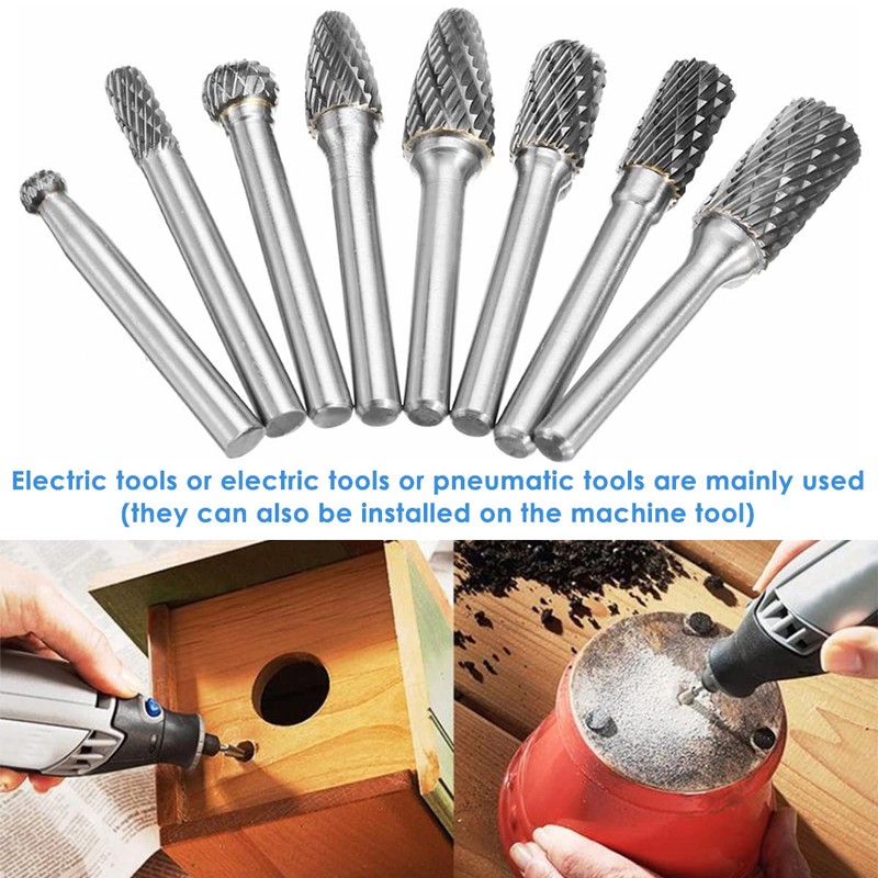 8Pcs Carbide Burr Set Cut Carbide Rotary Burr Set Sturdy
