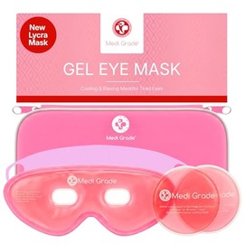 Medi Grade Cooling Eye Mask for Puffy Eyes with Cold Pads and Insulated Thermo-Bag, Pink Set - Ice Cold Gel Eye Mask for Morning/Night Skincare Routine and Reducing Dark Circles - Soft Cooling