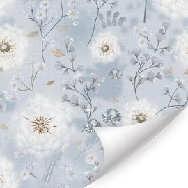 HLNIUC Boho Dandelion Floral Wallpaper 17”x118”Blue Floral Peel And Stick Wall Mural Leaves and Flower Contact Paper Blue Gray Decorative Room Paper Self Adhesive Daisy Wall Paper for Cabinet Bathroom