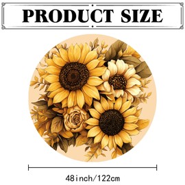 CREATCABIN Sunflower Elastic Tablecloth Round Tablecloth Waterproof Washable Fitted Table Covers 36" - 44" Reusable SpillProof Anti-Scratch for Camping Indoor Outdoor Dinner Picnic Party 48 Inch