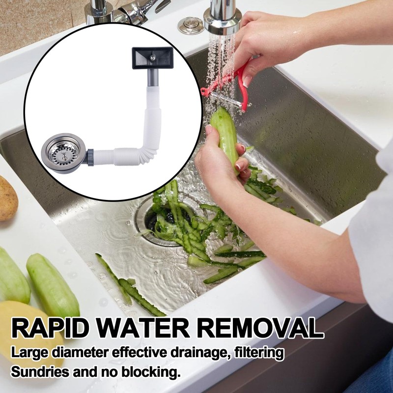 Kitchen Sink Drain Set, 114 mm Stainless Steel Kitchen Sink