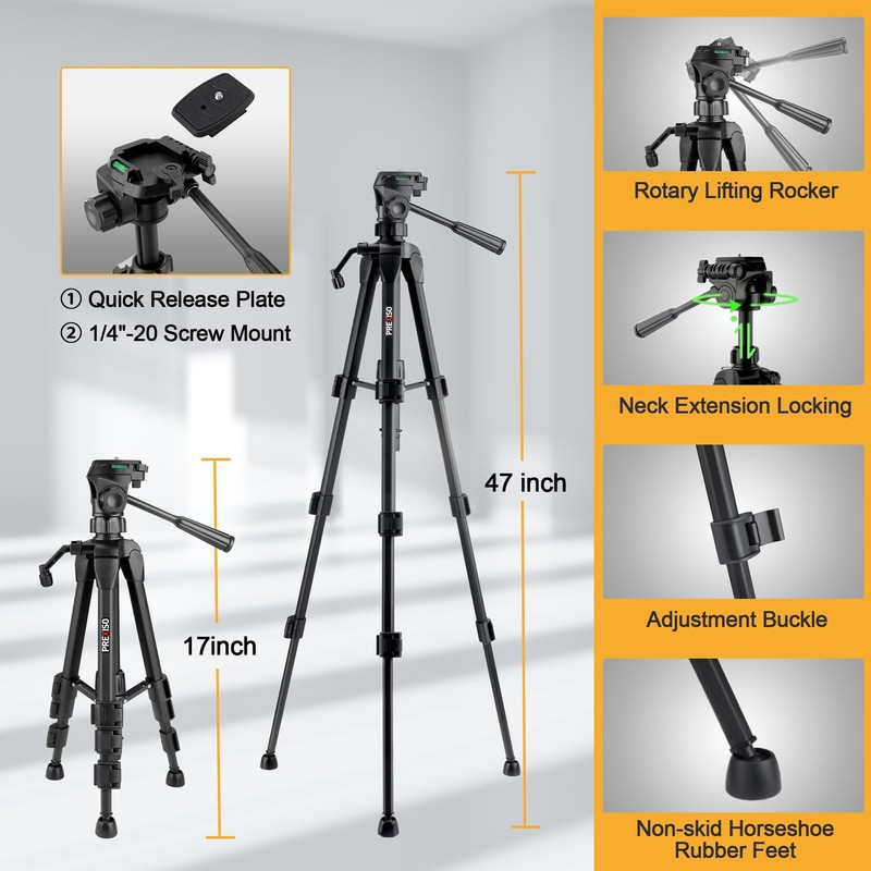 PREXISO Laser Level with 47 Inch Tripod, IP54 Rechargeable 65Ft