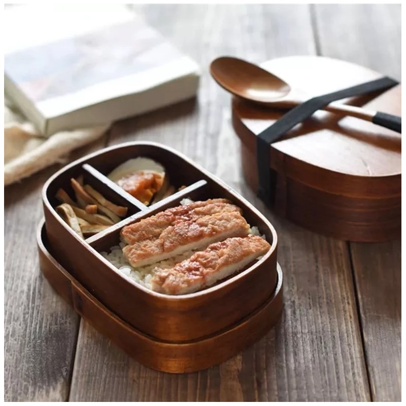 Estuchelandia Fiambrera Japonesa De Madera Lunch Box Caja Comida Picnic