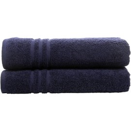 Textile Do Pack of 2 Large Jumbo Bath Sheets (75 x 150 cm-500 GSM) 100% Egyptian Cotton Super Soft Big Bath Sheet Towel Set Body Wrap (Cotton, Navy Blue)
