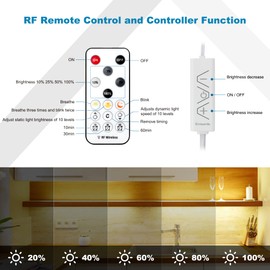 Enteenly LED Under-Unit Light Cabinet Light, 5 m Warm White LED Strip, Cabinet Light, Light Strip with RF Remote Control, 10 x 50 cm LED Strip Dimmable, for Shelves, Showcases, Kitchen Light, 24 V EU