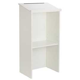 Adir Podium Stand Wood - Pulpits for Churches, Small Reception Desk Lectern with Adjustable Shelf for Restaurants, Classrooms (White)