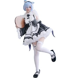 FCCAM Re0 Rem Cosplay Maid Dress Maid Cosplay Maid Outfit Maid Costume Cosplay Women's Anime Re:Life in a Different World from Zero, S
