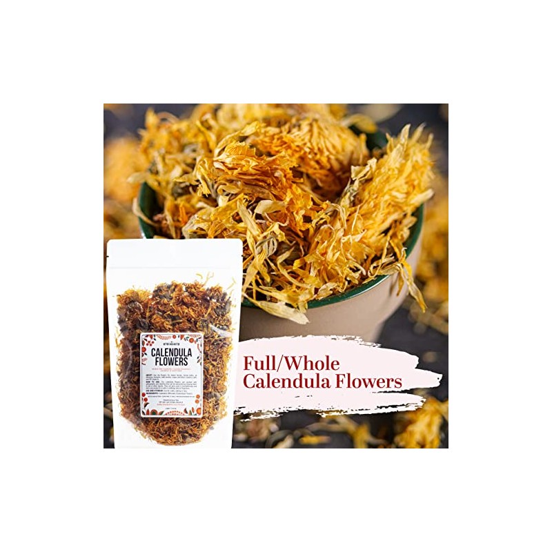 Calendula Whole Dry Flowers for Tea, Baking, Crafts, Sachets, Baths,