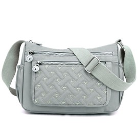 GFM® Womens Nylon Waterproof Cross Body Shoulder Bag - S2-Light Grey - (EXC)(88)(NCB-9002-HLBH)