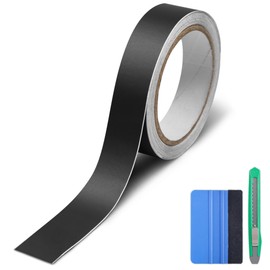 Lypumso Matte Black Vinyl Wrap Tape Roll, 1 Inch x 30ft Self-Adhesive Black Out Chrome Delete Tape with Tool Kit Air Release Adhesive Detailing Wrap DIY Car Door Sill Window Trim Edge Guard Protective