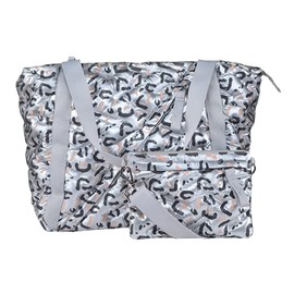 Go Dash Dot Weekender Travel Tote Bag Silver Blush Cheetah