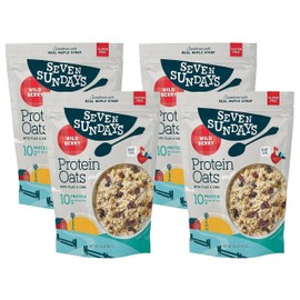 Seven Sundays Protein Oats, Wildberry, 32 Oz Bag (Pack of 4), Gluten Free, 10g Upcycled Protein, Enjoy Warm, Cool or as Overnight Oats