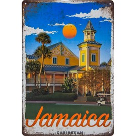 Historical Retro Vintage Tin Sign with Souvenir Travel Motif, Holiday, Adventure, Holiday Decorative Sign, 30 x 20 cm (Jamaica, Caribbean)